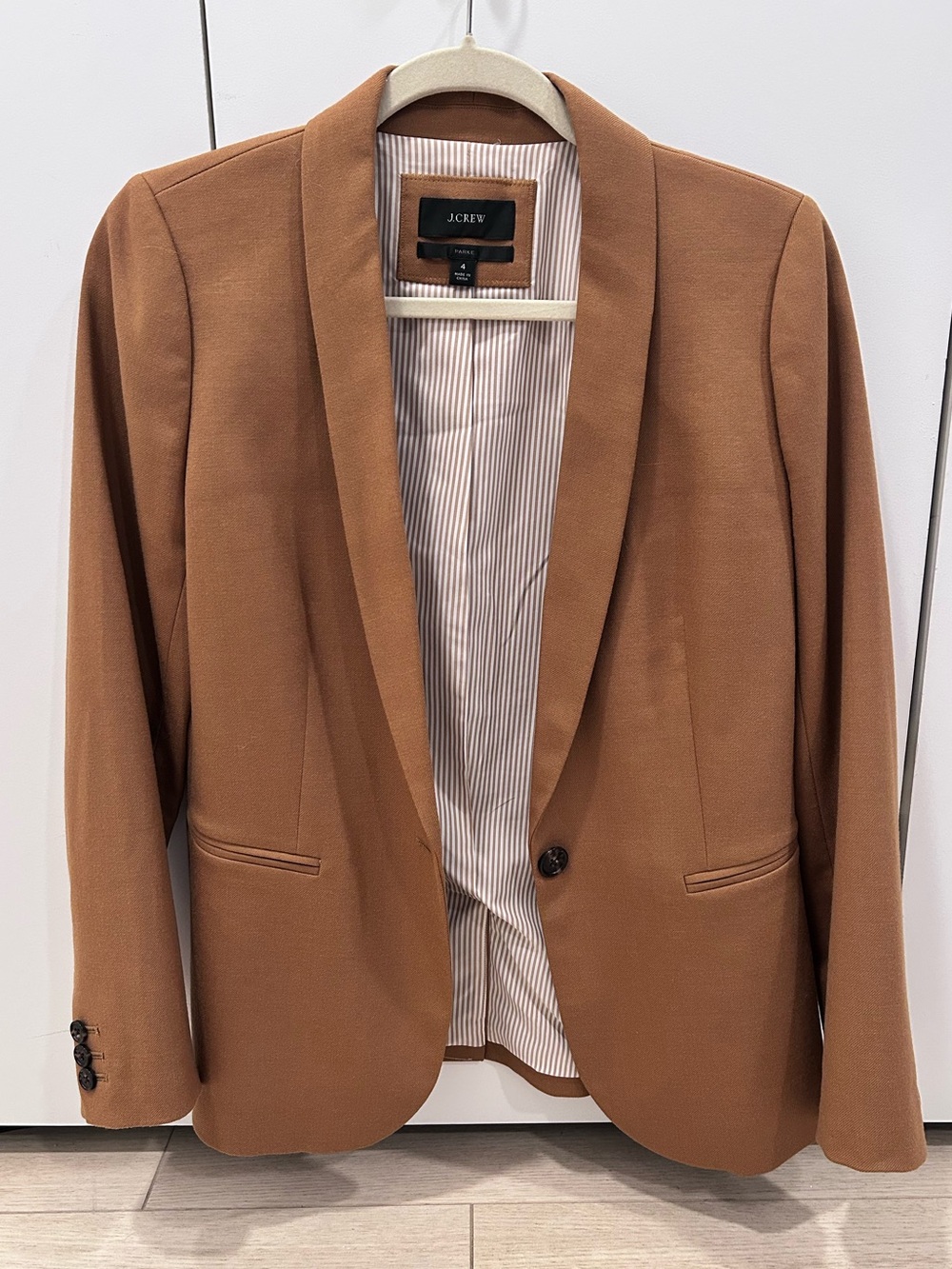 Like New J. Crew Women's Camel Brown Wool Parke Blazer Size 4